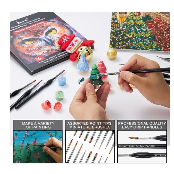 BRUSARTH 3pack/16 pcs MiniAture Fine Detail Paint Brushes Set - Picture 3 of 8